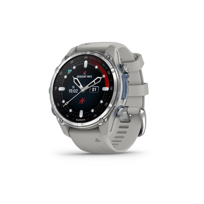Garmin Descent™ Mk3 – 43 mm - Stainless Steel with Fog Gray Silicone Band